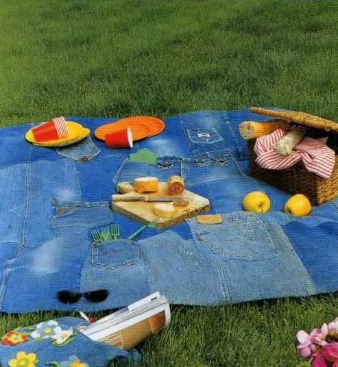 Ideas para reciclar vaqueros mantel para ir de picnic