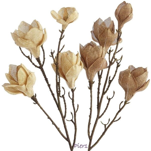 Flores de arpillera modelo con ramas naturales