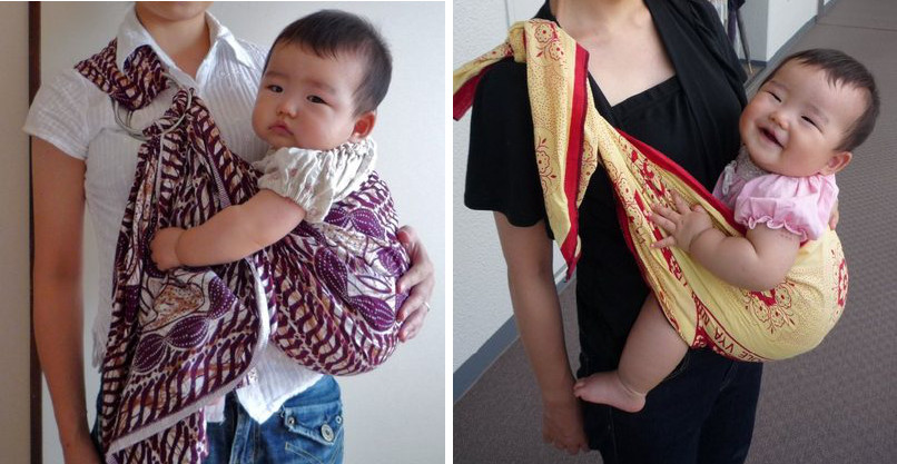 Bolsos furoshiki modelo para llevar un bebé