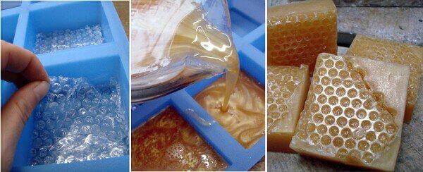 Jabones artesanales paso a paso para hacer el jabón de miel con el nylon de globitos