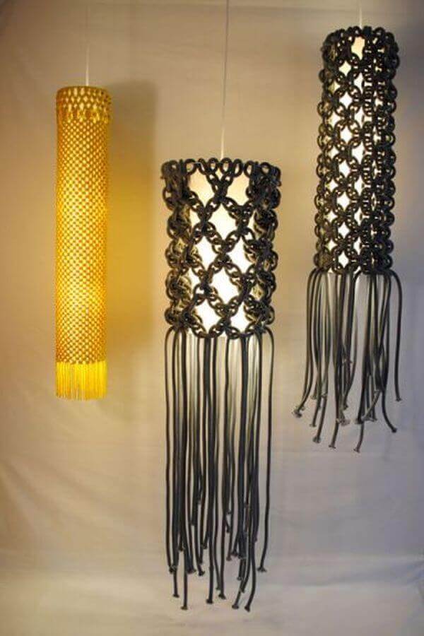 Lámparas decoradas con macramé