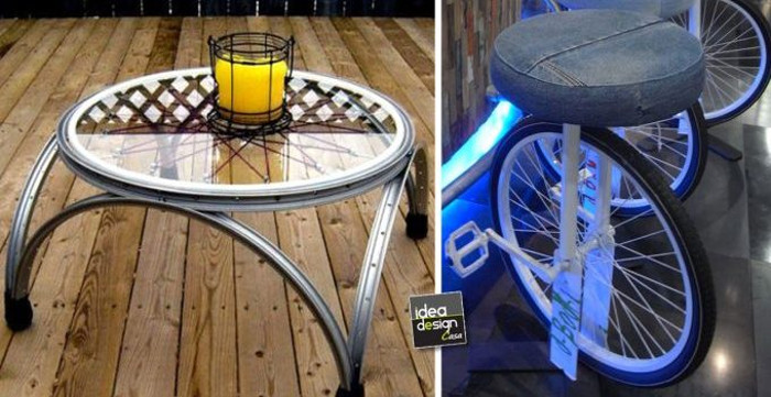 Muebles ideas para reciclar aros de bicicletas